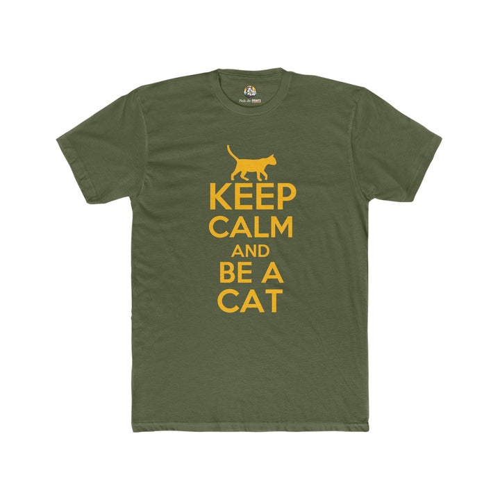 Men's Cotton Crew Tee (Keep Calm & Be A Cat) - T-Shirt - Pets In Prints