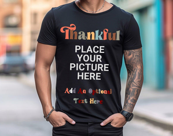 Personalized Unisex Tee with Your Pet's Photo and Thankful Quote - T-Shirt - Pets In Prints