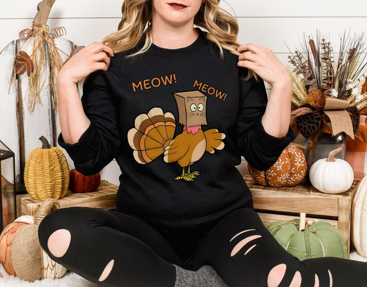 Thanksgiving Unisex Sweatshirt - Fake cat Meow - Sweatshirt - Pets In Prints