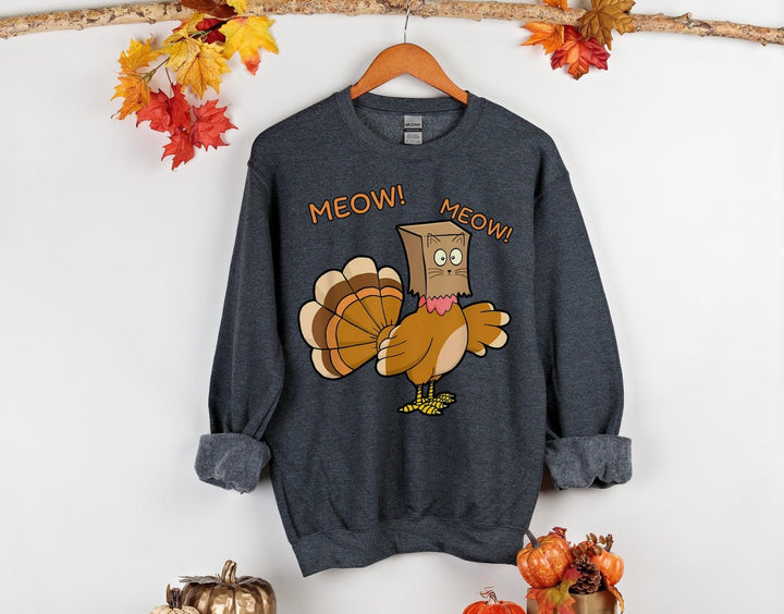 Thanksgiving Unisex Sweatshirt - Fake cat Meow - Sweatshirt - Pets In Prints