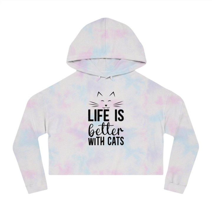 Cropped Hooded Sweatshirt for Cat Lovers - Life is Better with Cats - Hoodie - Pets In Prints