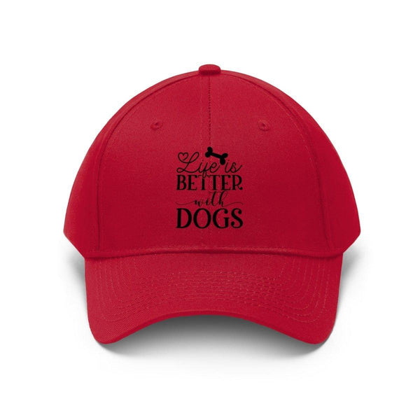 Life is Better with Dogs Twill Hat - Unisex and Adjustable - Hats - Pets In Prints