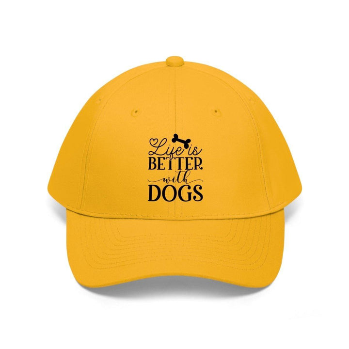 Life is Better with Dogs Twill Hat - Unisex and Adjustable - Hats - Pets In Prints