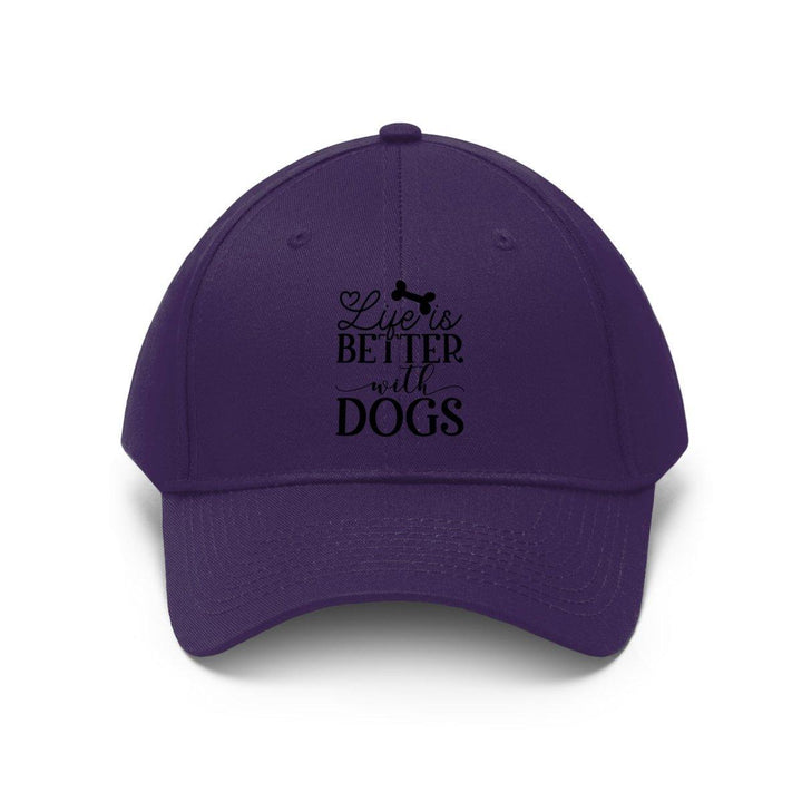 Life is Better with Dogs Twill Hat - Unisex and Adjustable - Hats - Pets In Prints