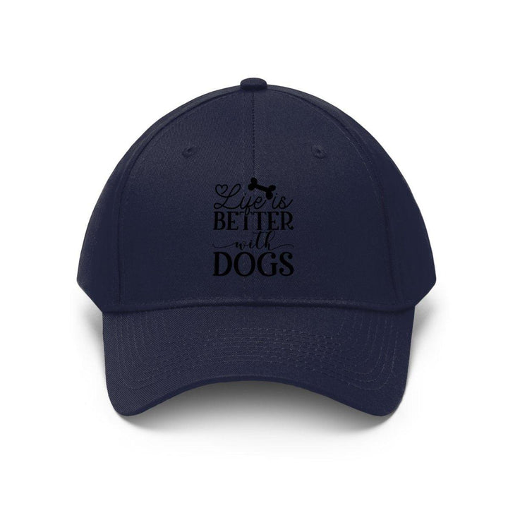 Life is Better with Dogs Twill Hat - Unisex and Adjustable - Hats - Pets In Prints