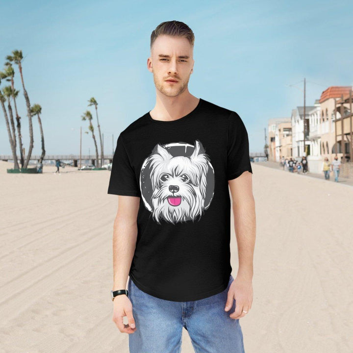 Pug Face Jersey Tee for Men - Curved Hem and Soft Fabric - T-Shirt - Pets In Prints