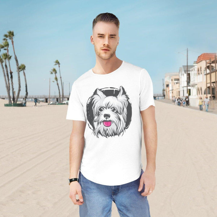 Pug Face Jersey Tee for Men - Curved Hem and Soft Fabric - T-Shirt - Pets In Prints